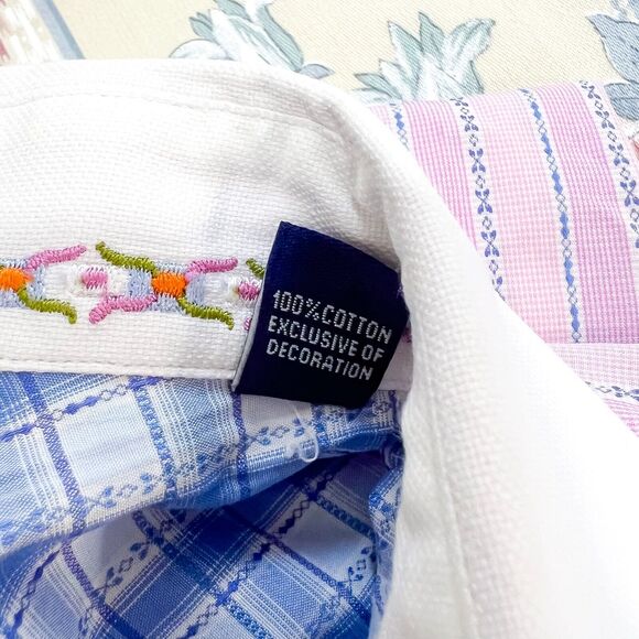 ROBERT GRAHAM Sz L Embroidered Pink Stripe Shirt Cuff Knowledge Wisdom Truth EUC - Picture 7 of 14